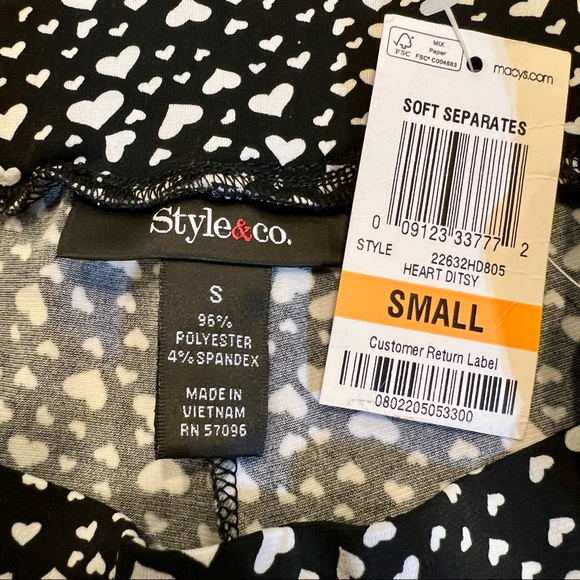 NWT-Style & co-HEART DITSY Print-Stretchy PALAZZO/ Wide Leg -Pants-Sz S - Picture 7 of 7